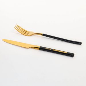 雅庭®欧式黑金不锈钢刀叉